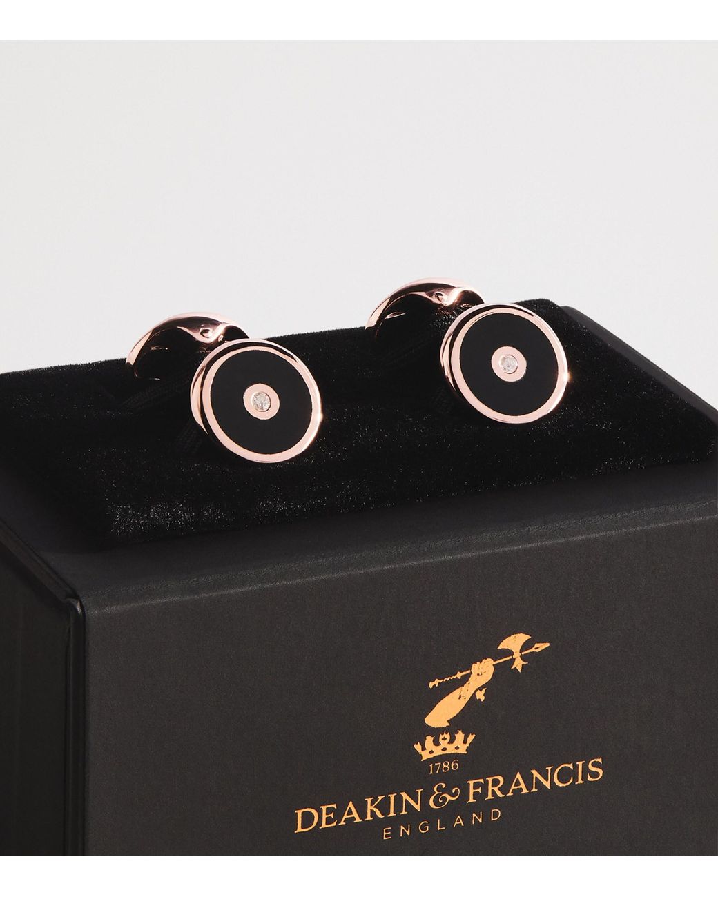 Deakin & Francis Natural Plated, Diamond And Onyx Cufflinks for men