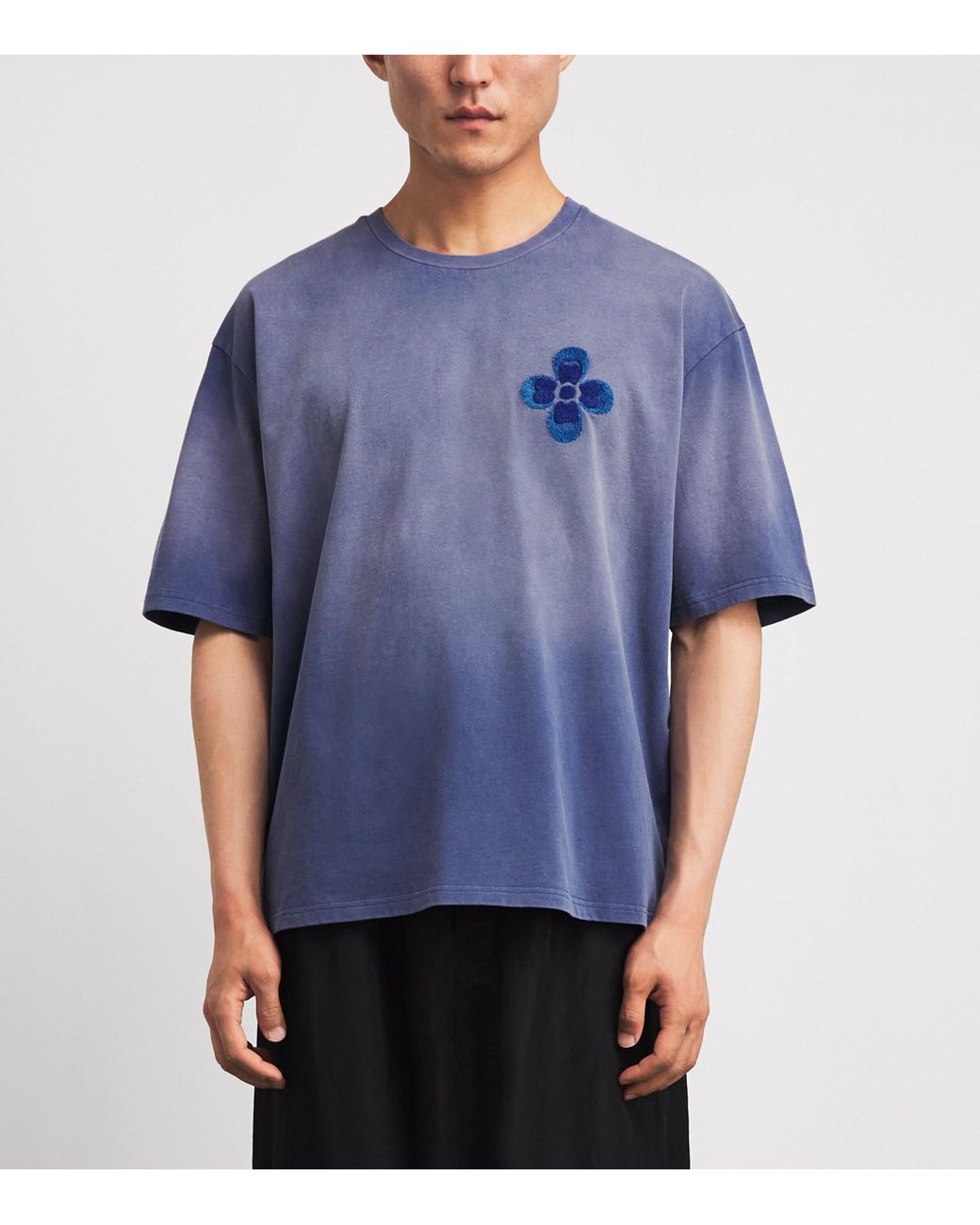 Commas Blue Dégradé Embroidered T-Shirt for men