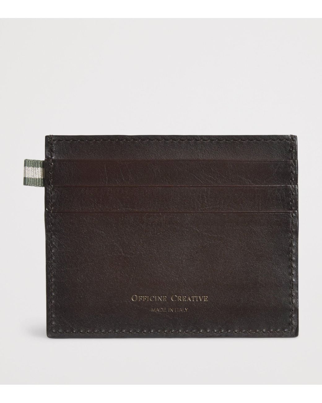 Officine Creative Black Leather Boudin Card Holder for men