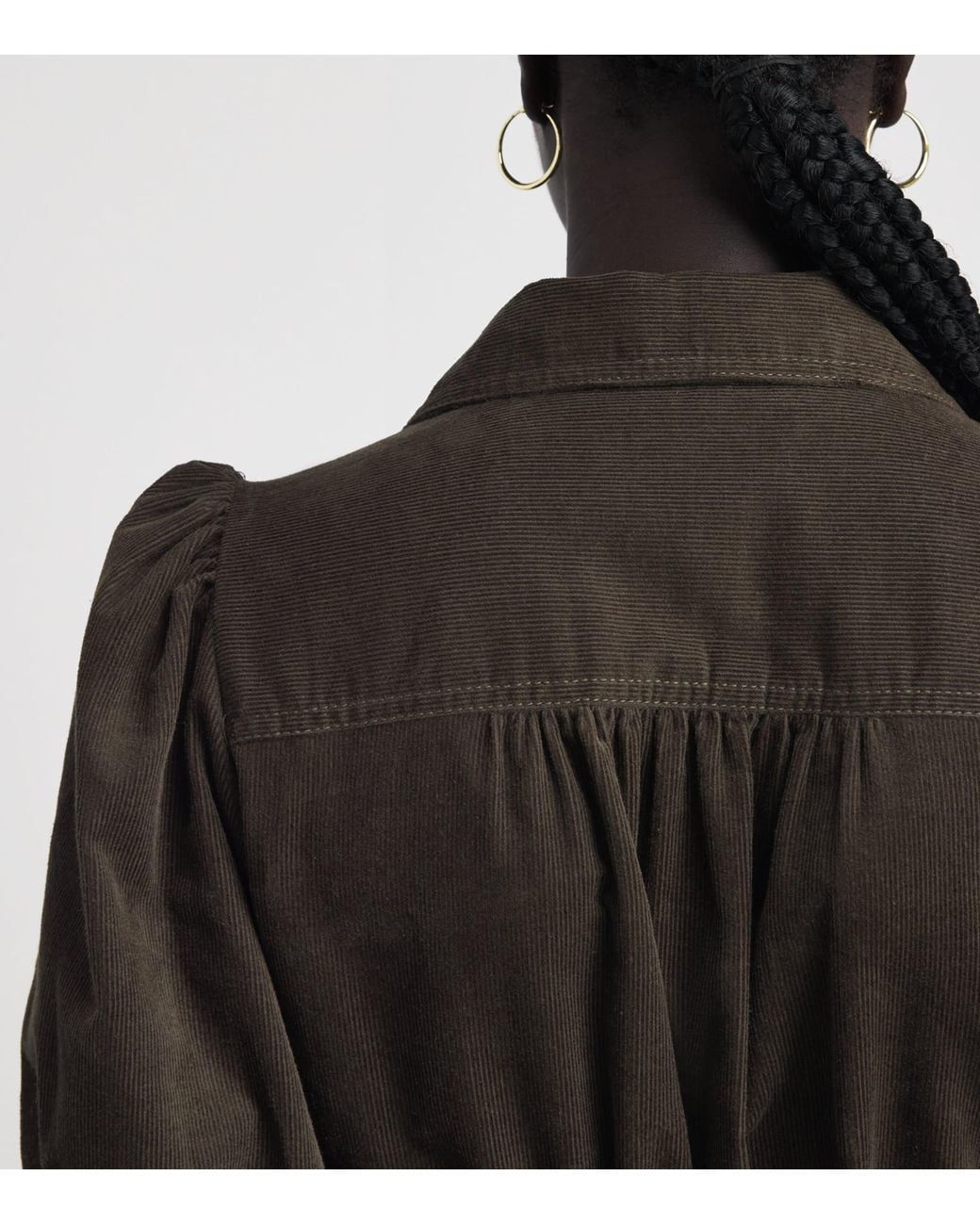 ME+EM Black Cotton Corduroy Midi Shirt Dress