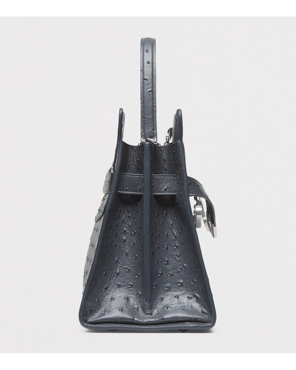 McQueen Blue Calfskin Locke Top-Handle Bag