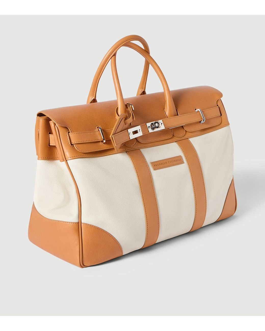 Brunello Cucinelli Brown Grained Leather Country Holdall for men