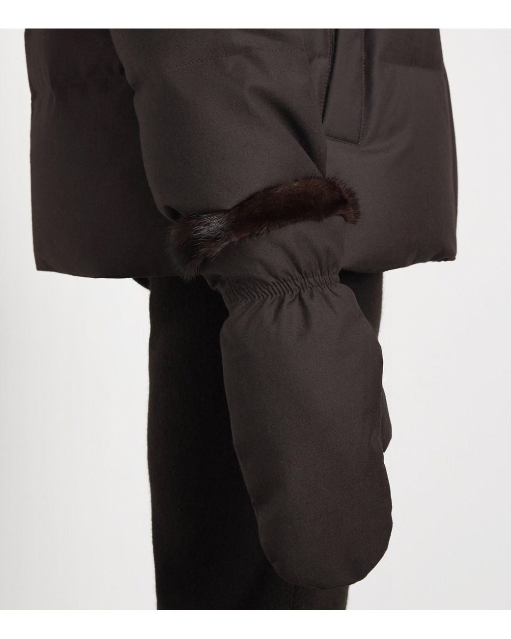 Yves Salomon Black Wool-Silk Fur-Trim Down Jacket