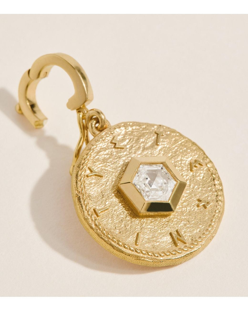 Azlee Metallic Small And Hexagon Diamond Eternity Coin Charm