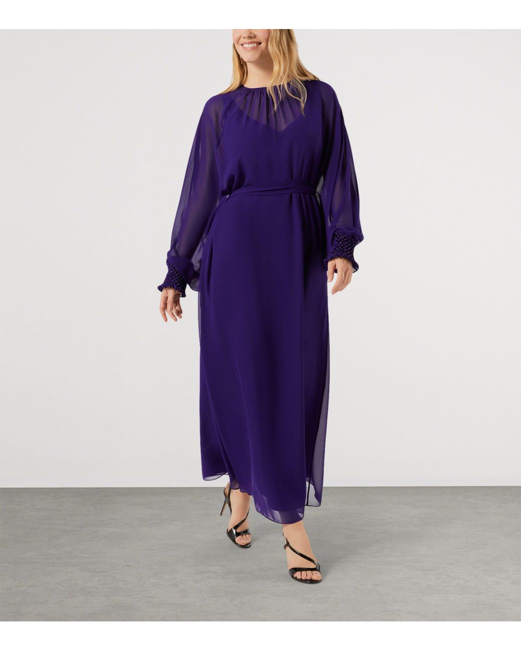 Marina Rinaldi Purple Gauze Maxi Dress And Cardigan