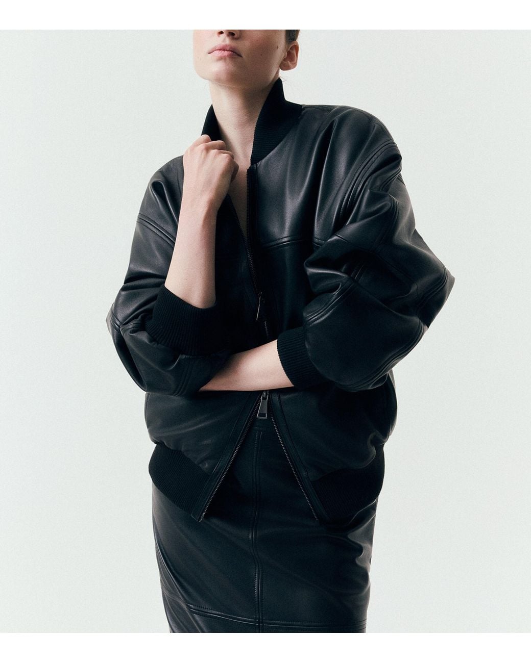 Marella Blue Leather Bomber Jacket