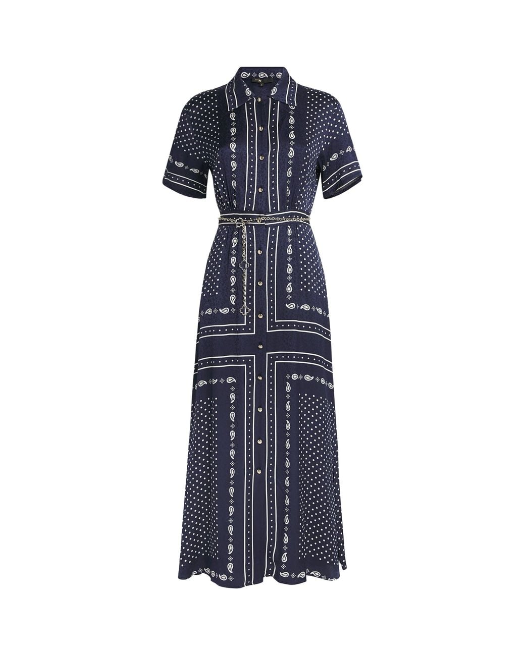 Maje Blue Printed Midi Dress