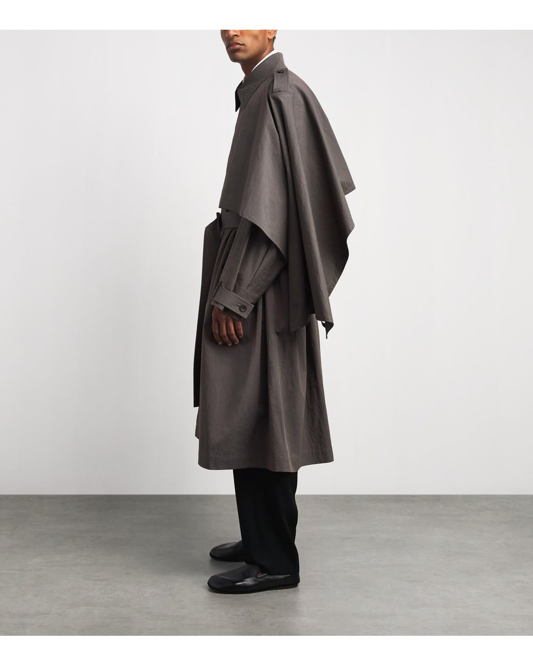 IM MEN Gray Overlap Trench Coat for men
