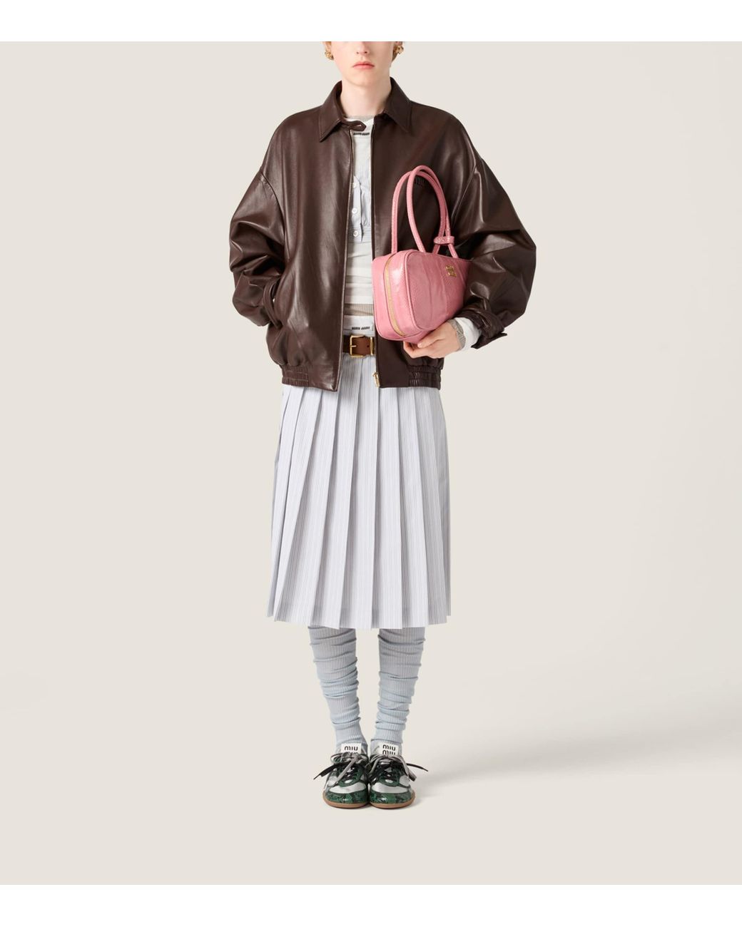 Miu Miu Brown Nappa Leather Jacket