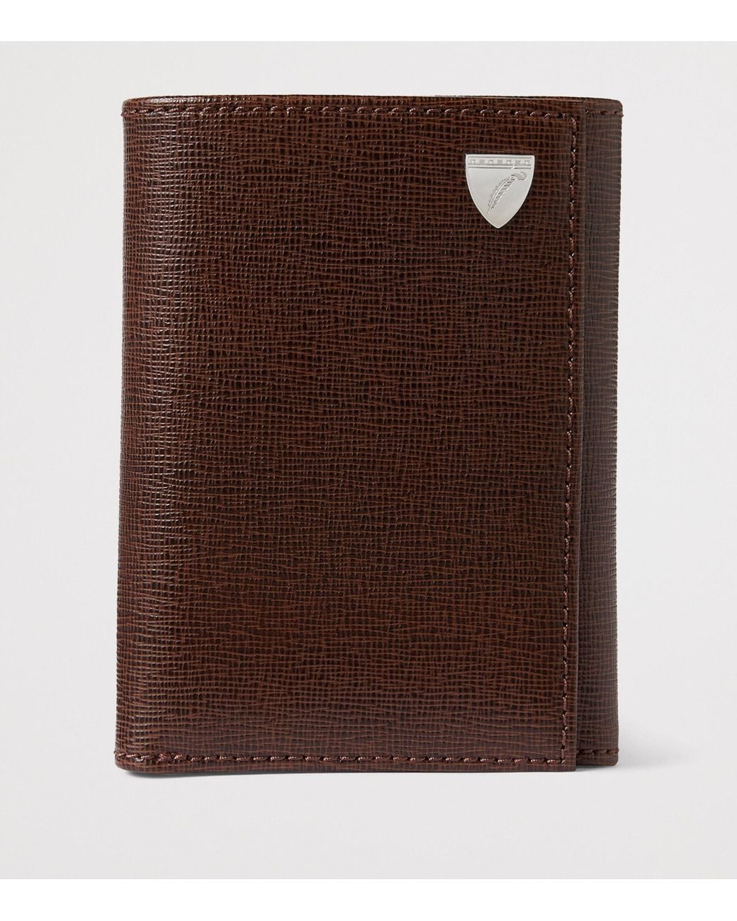 Aspinal Brown Leather Trifold Wallet for men