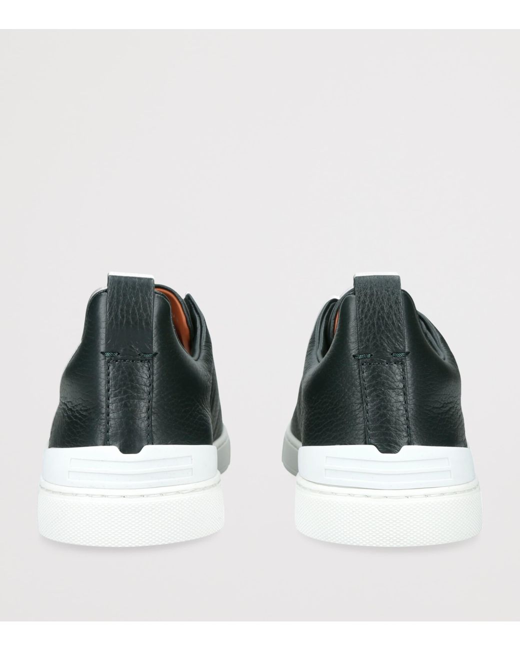 Zegna Green Leather Triple Stitch Sneakers for men