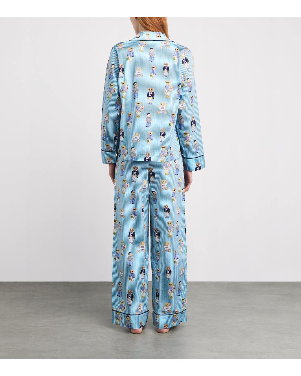 Polo Ralph Lauren Blue Cotton Stripe Polo Bear Pyjama Set