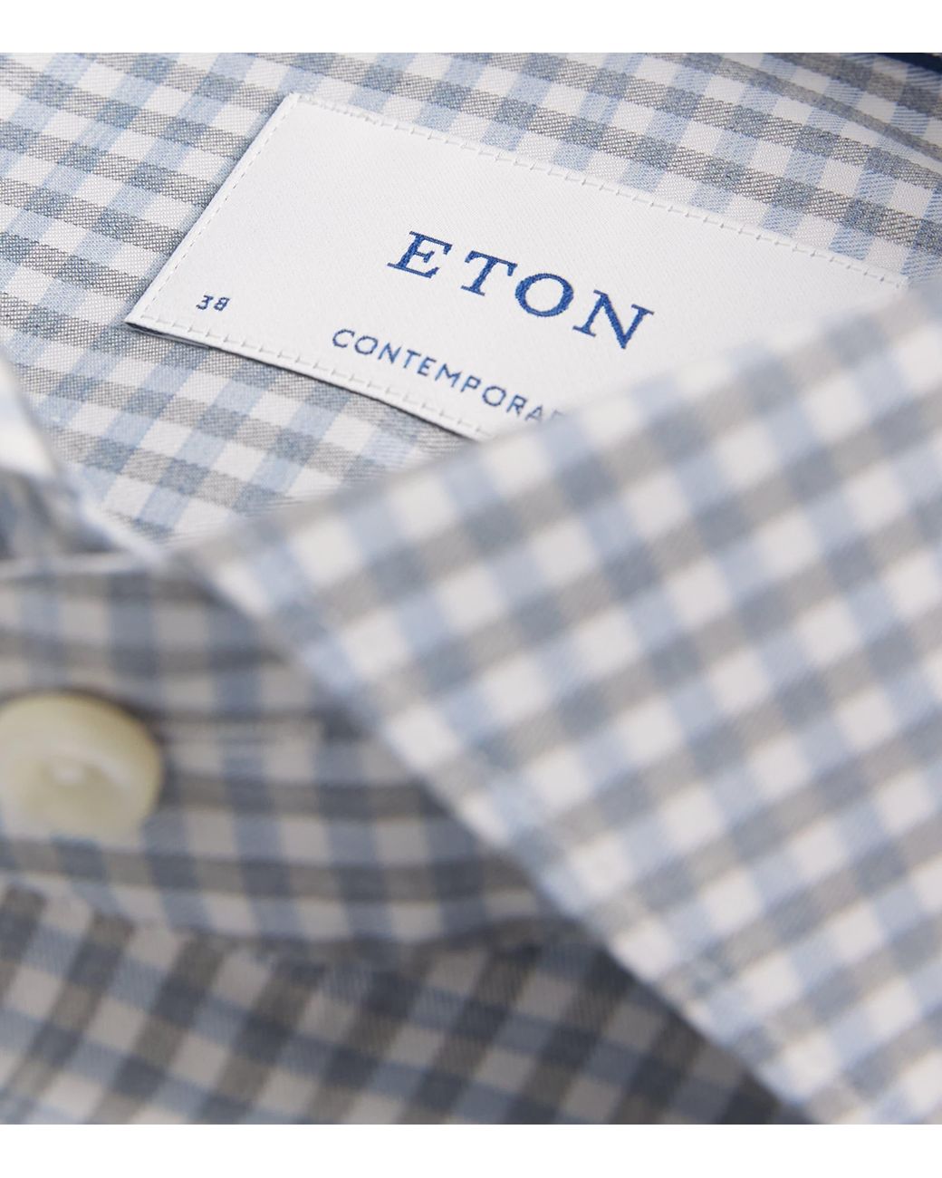 Eton of Sweden Gray Cotton Twill Melange Check Shirt for men