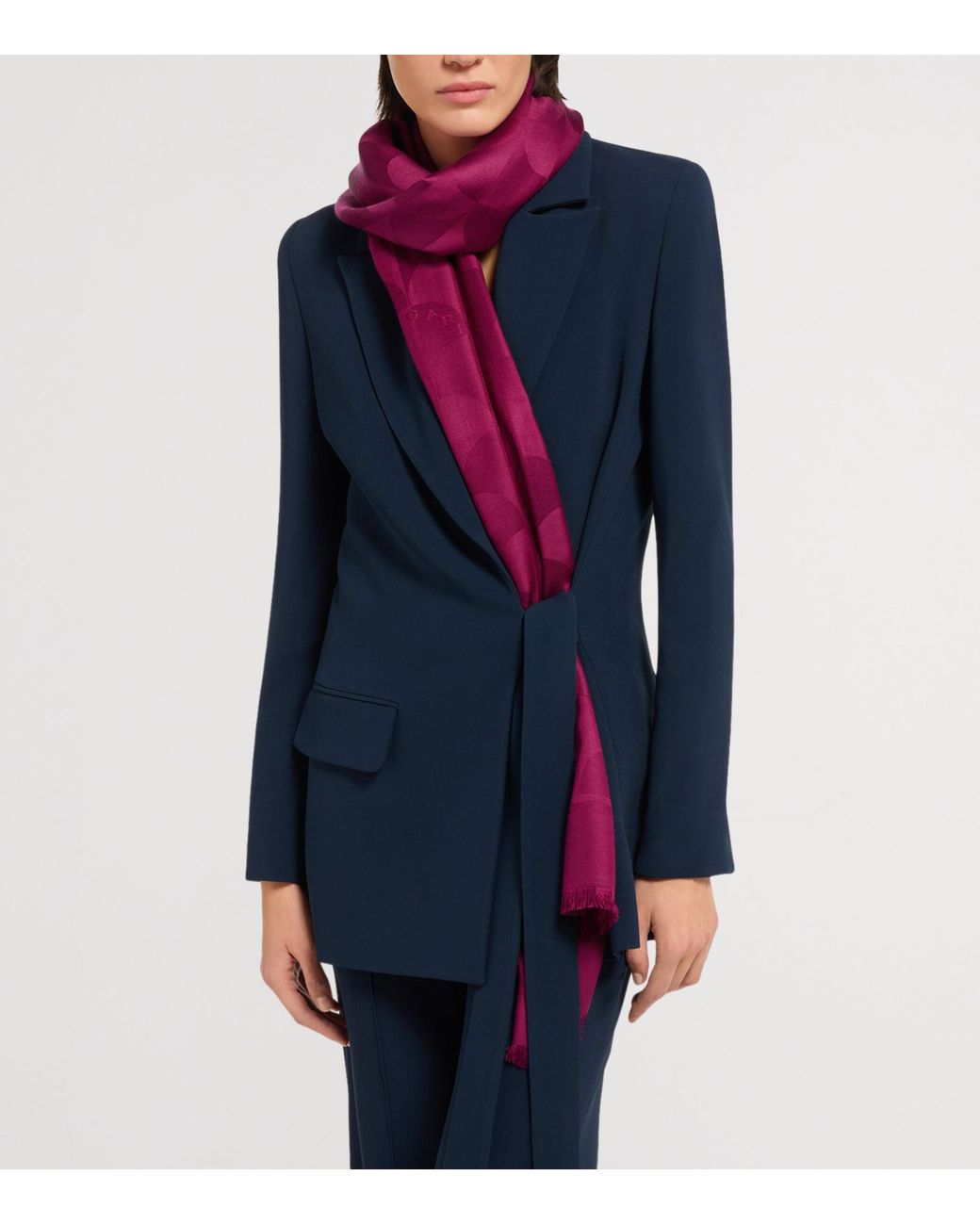 BVLGARI Purple Silk-Wool Maxi Calla Scarf