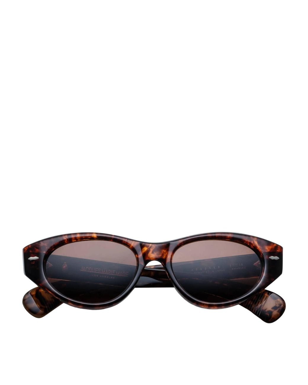 Jacques Marie Mage Black Tortoiseshell Krasner Oval Sunglasses