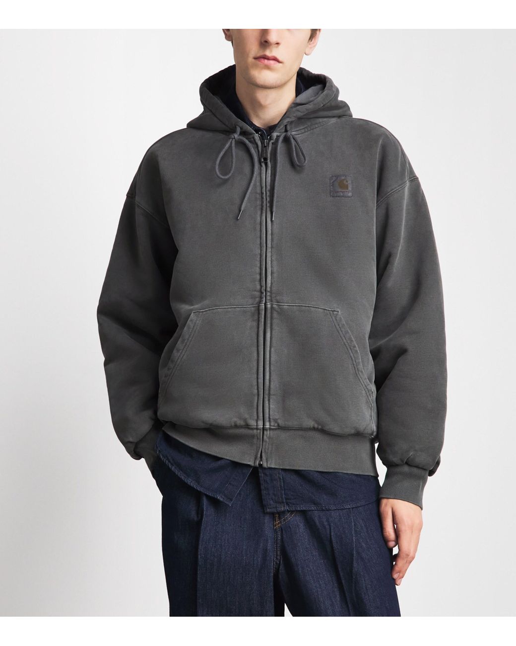 Carhartt Gray Cotton Logo Vista Zip-Up Hoodie for men