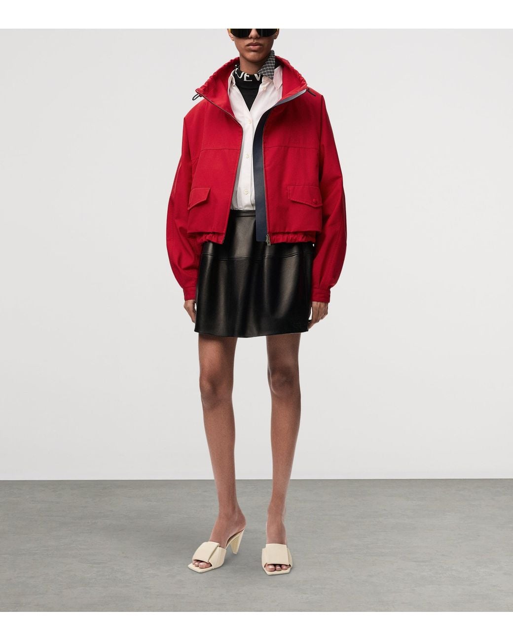 Loewe Red Cotton-Silk Bomber Jacket