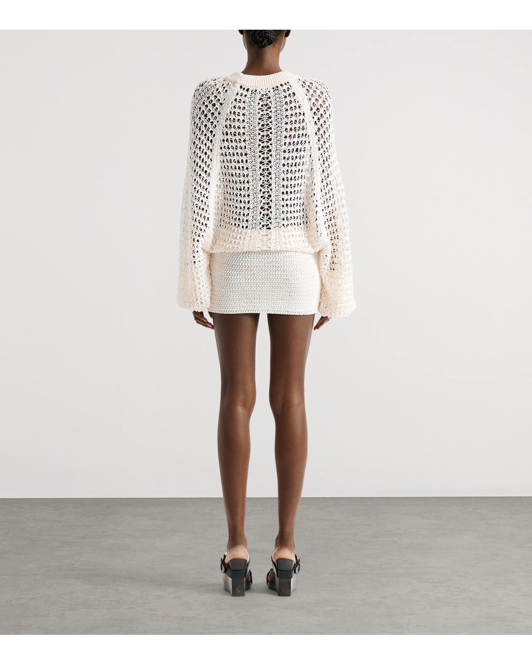 Balmain White Crochet Mini Dress