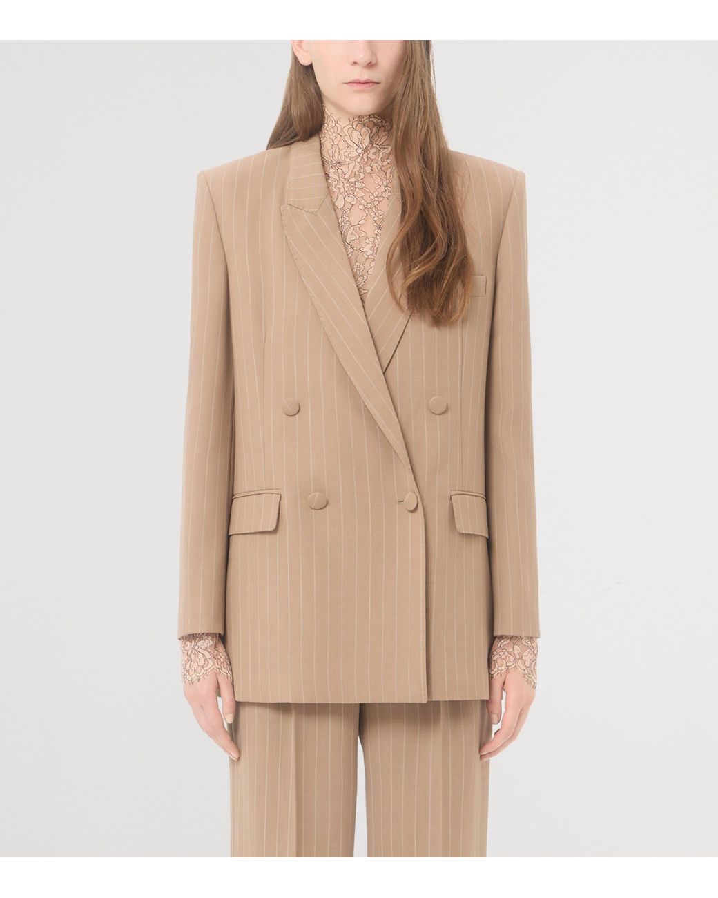 Valentino Natural Virgin Wool Pinstripe Blazer