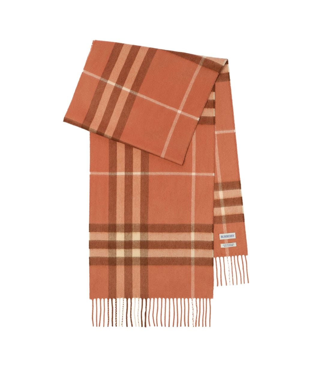 Burberry Orange Cashmere Check Scarf