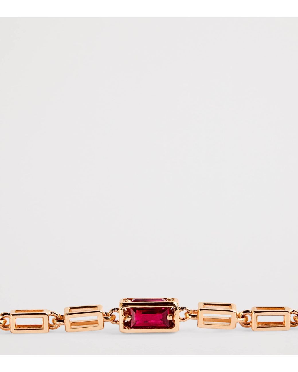 Suzanne Kalan Metallic And Ruby Medium Empty Link Block Chain Bracelet