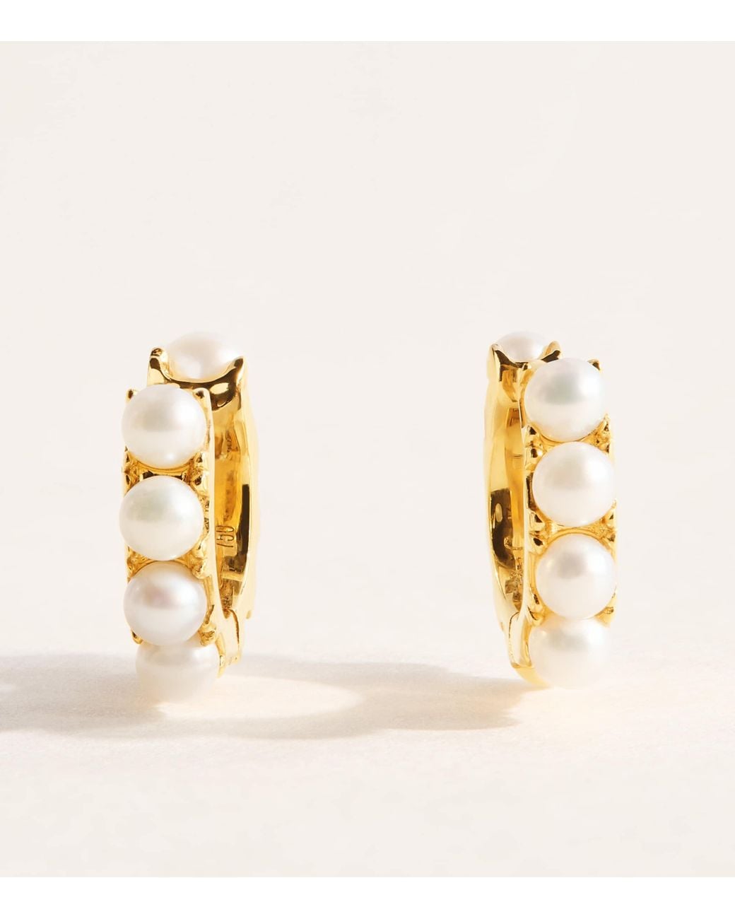 Rosa De La Cruz Metallic And Pearl Mini Hoop Earrings