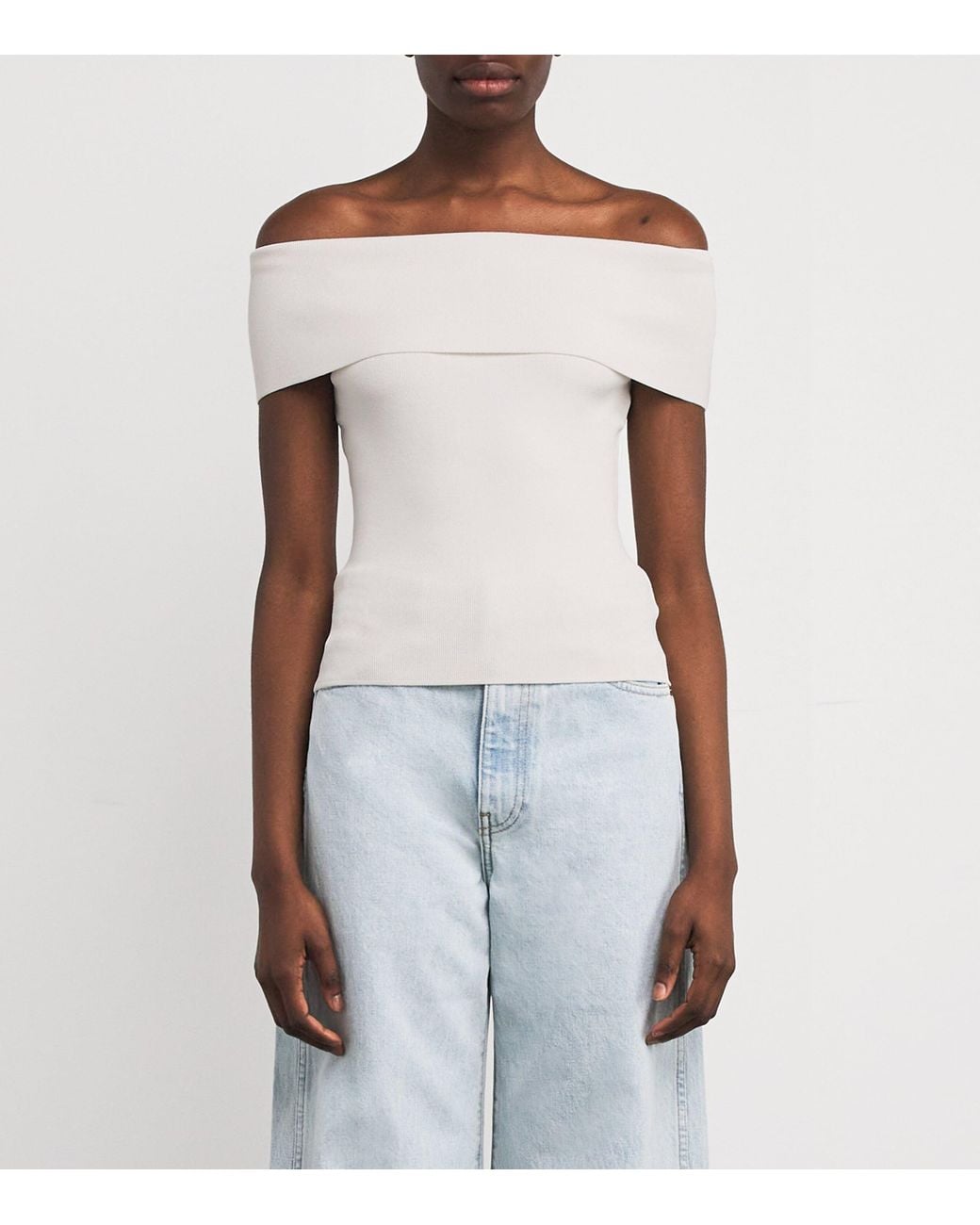 Maje White Knitted Off-The-Shoulder Top