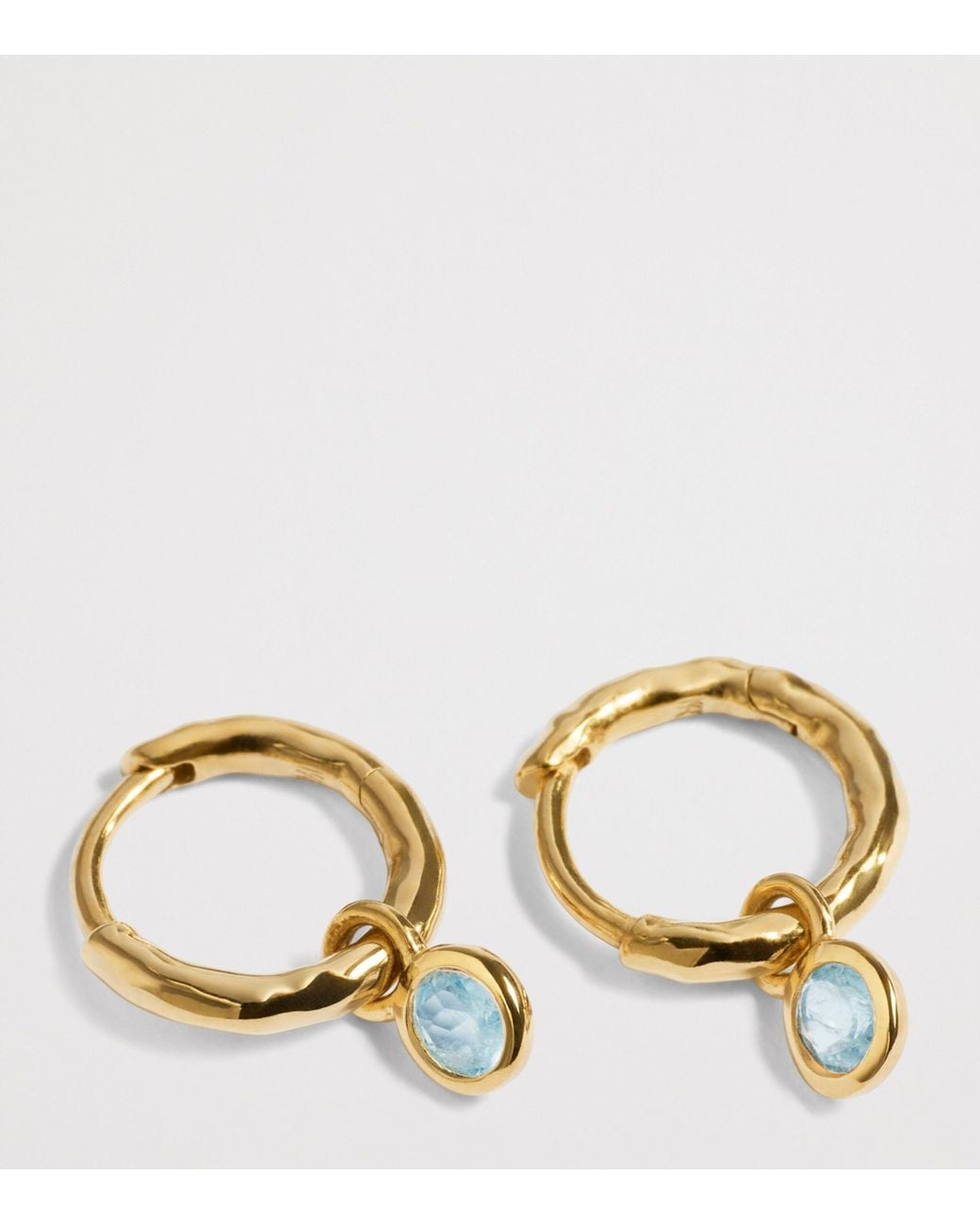 Monica Vinader Metallic Vermeil And Aquamarine March Birthstone Huggie Earrings