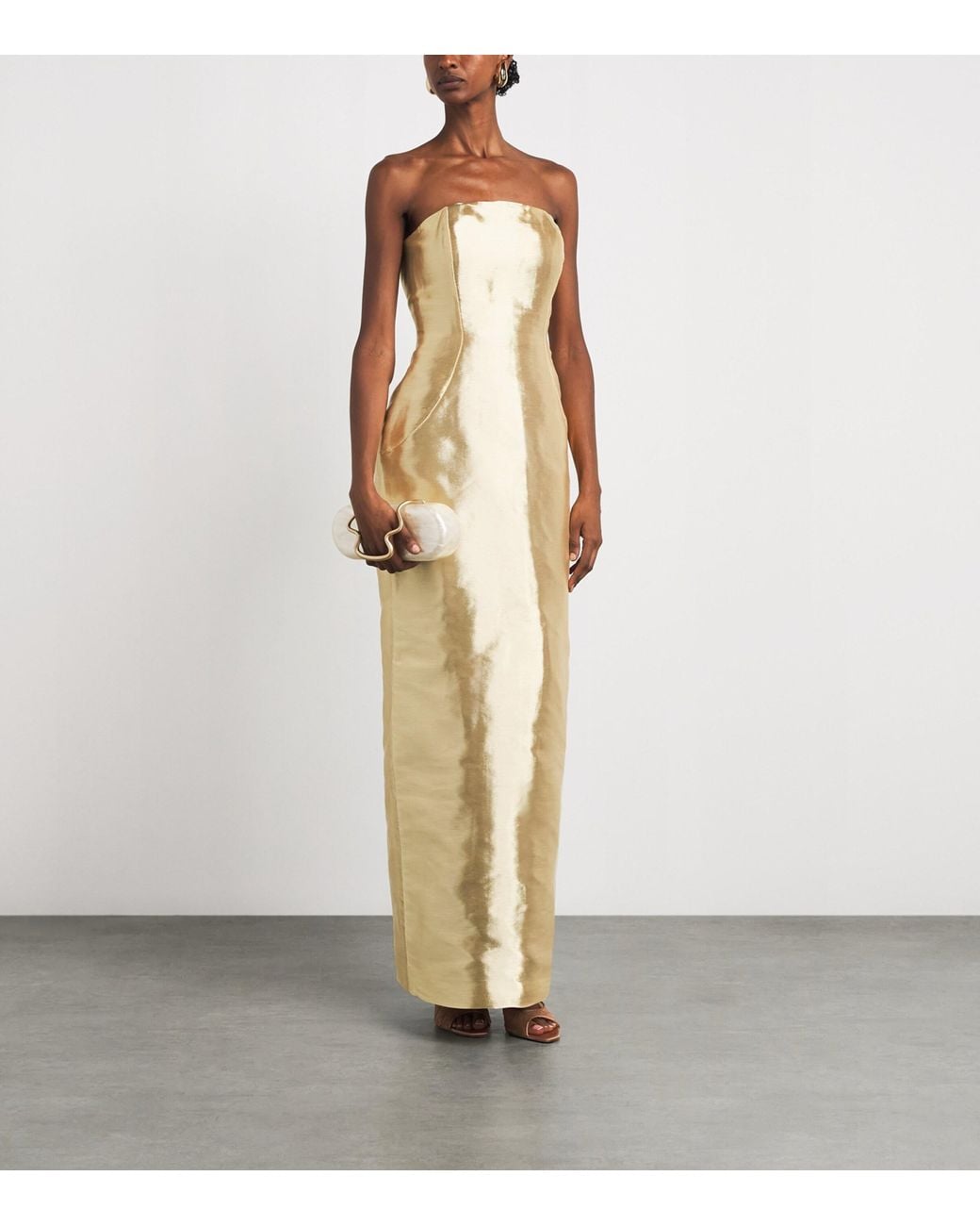 Cult Gaia Metallic Satin Strapless Ficklin Gown