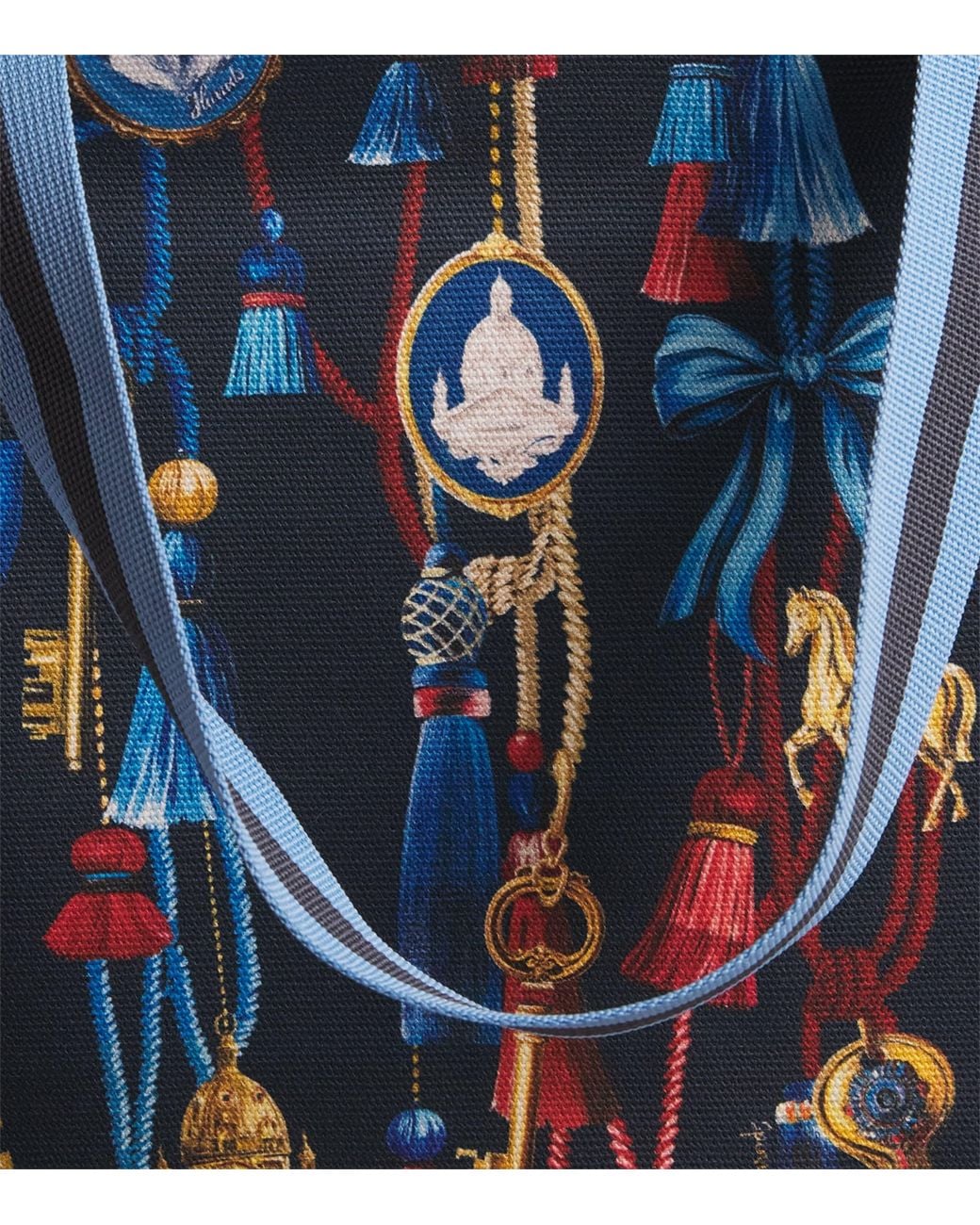 Harrods Blue Large Tassel Tote Bag