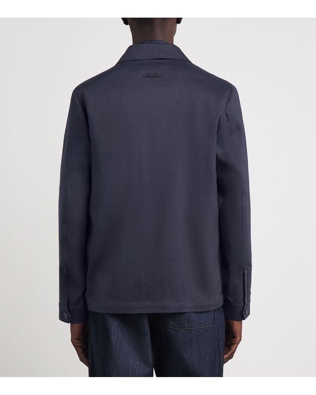 Corneliani Blue Linen-Wool Overshirt for men