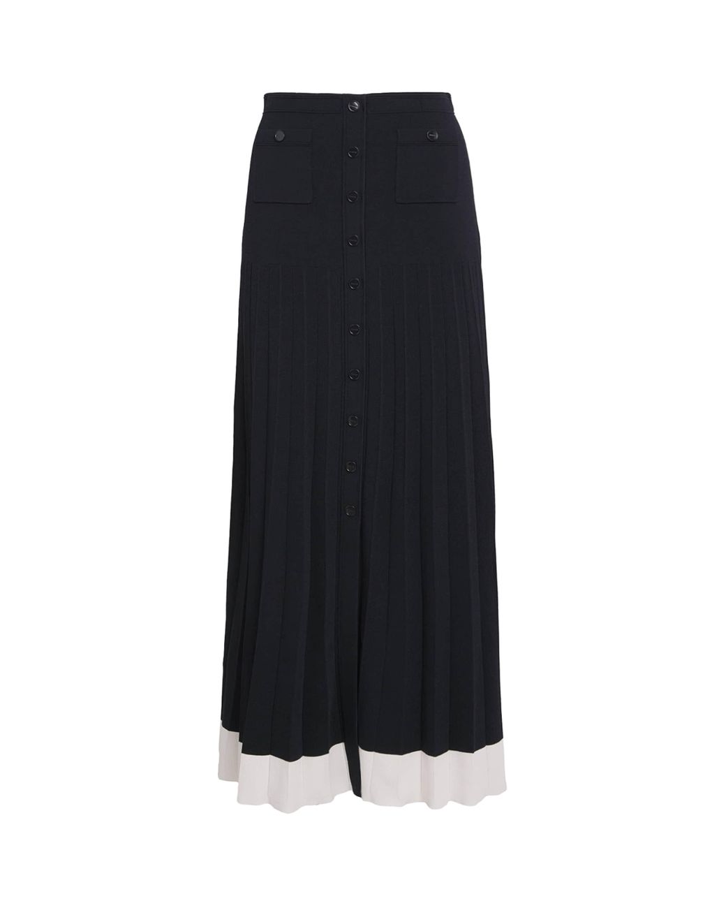 Sandro Contrast-Trim Knitted Maxi Skirt in Black | Lyst