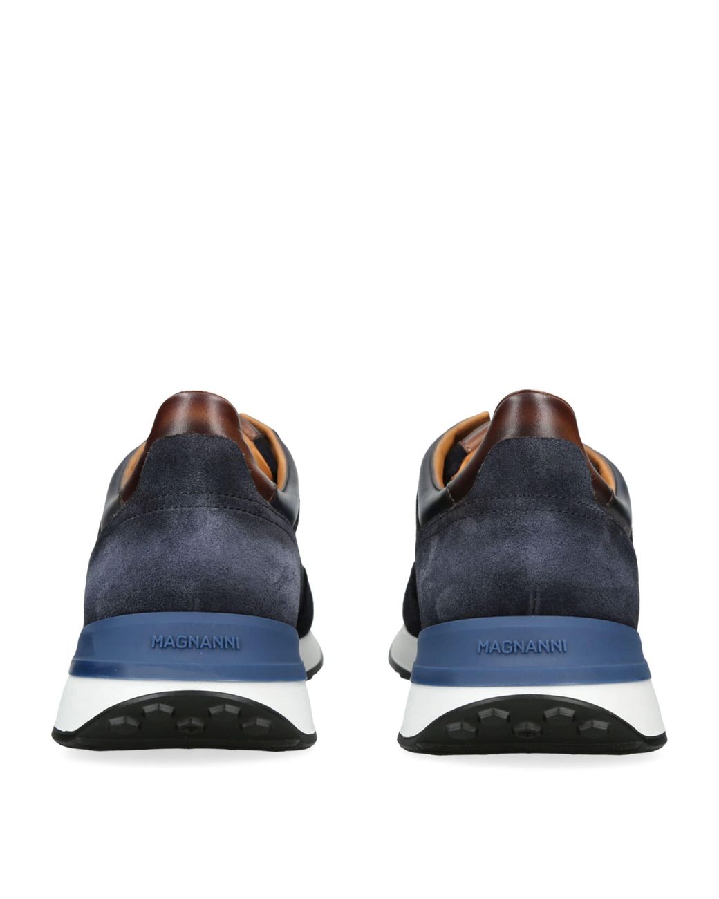 Magnanni Shoes Blue Xl Grafton Leather And Suede Low-Top Trainers for men