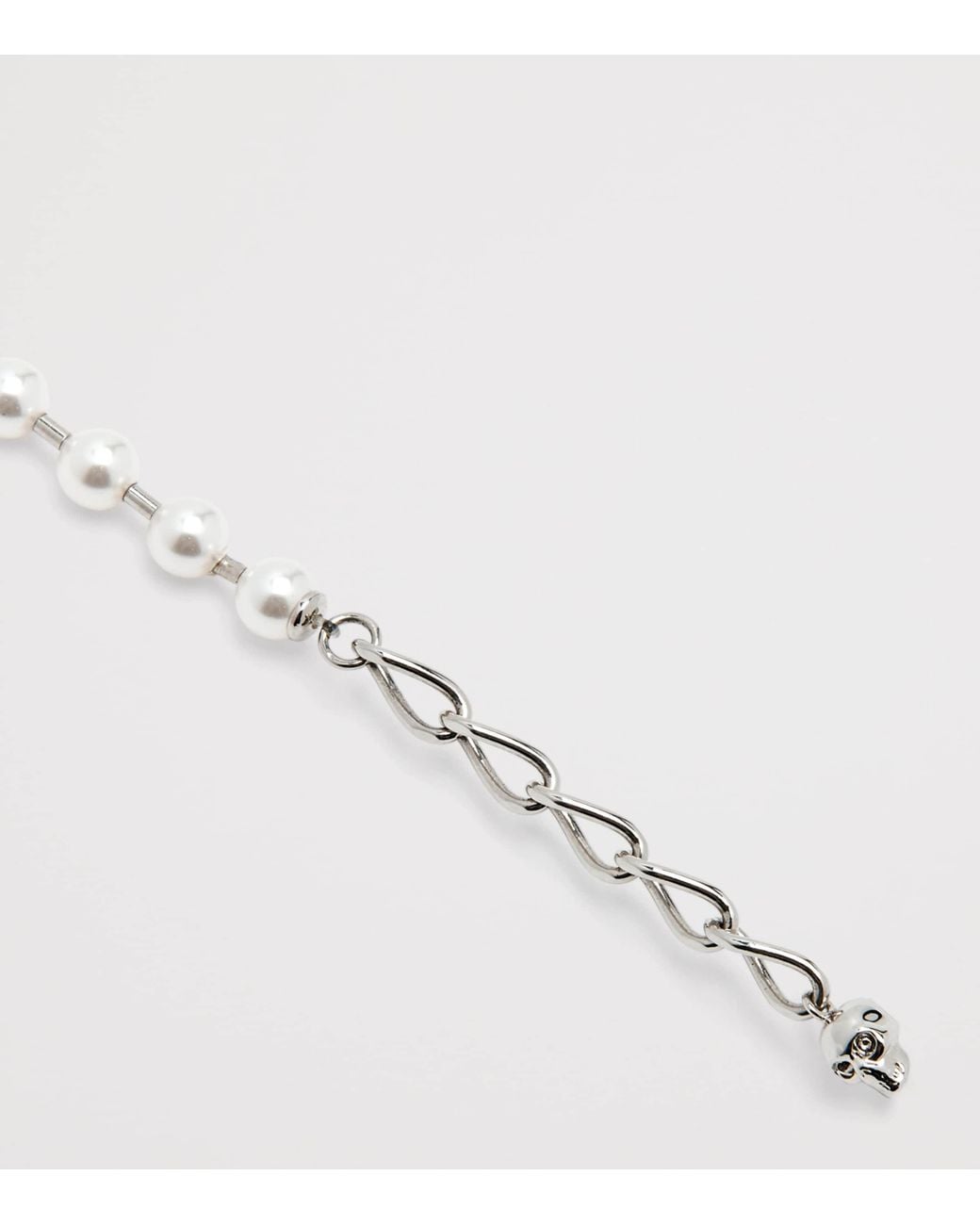 McQueen Metallic Faux Pearl And Skull Necklace for men