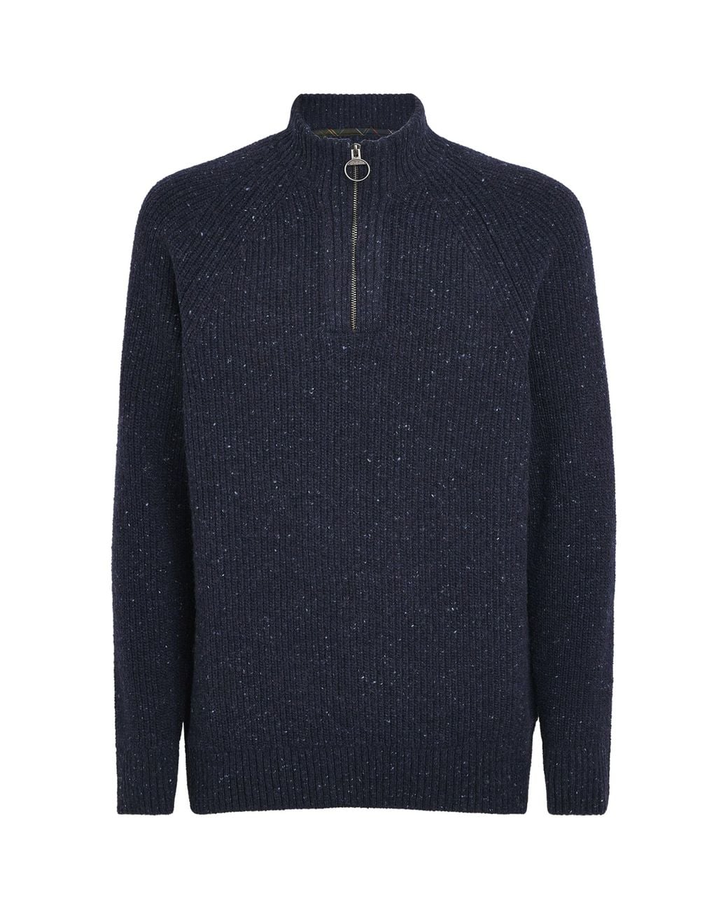 Barbour Blue Wool-Blend Essentials Fleck Quarter-Zip Sweater for men