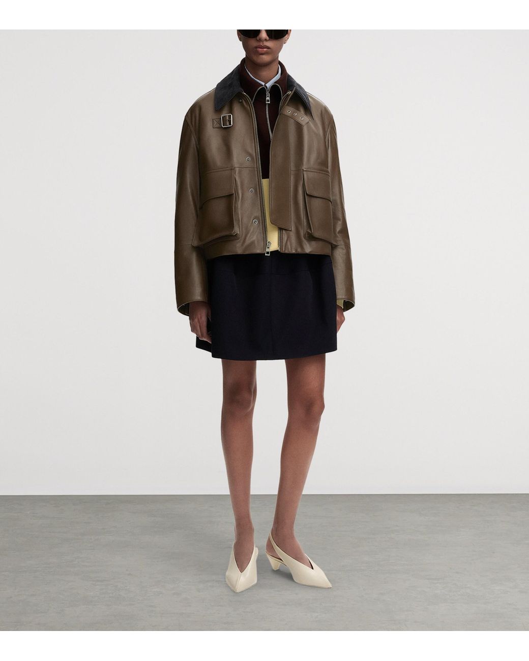 Loewe Brown Lambskin Aviator Jacket