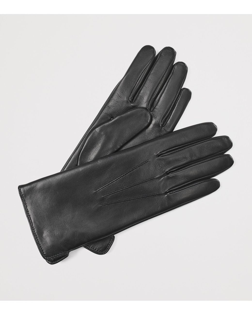 Aspinal Black Leather Cashmere-Lined Gloves