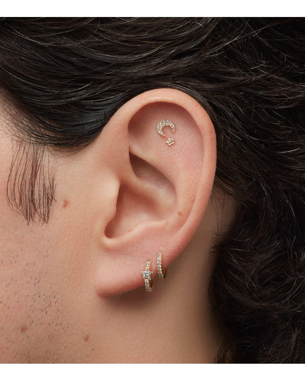 Maria Tash Metallic Diamond Star Eternity Hoop Earring