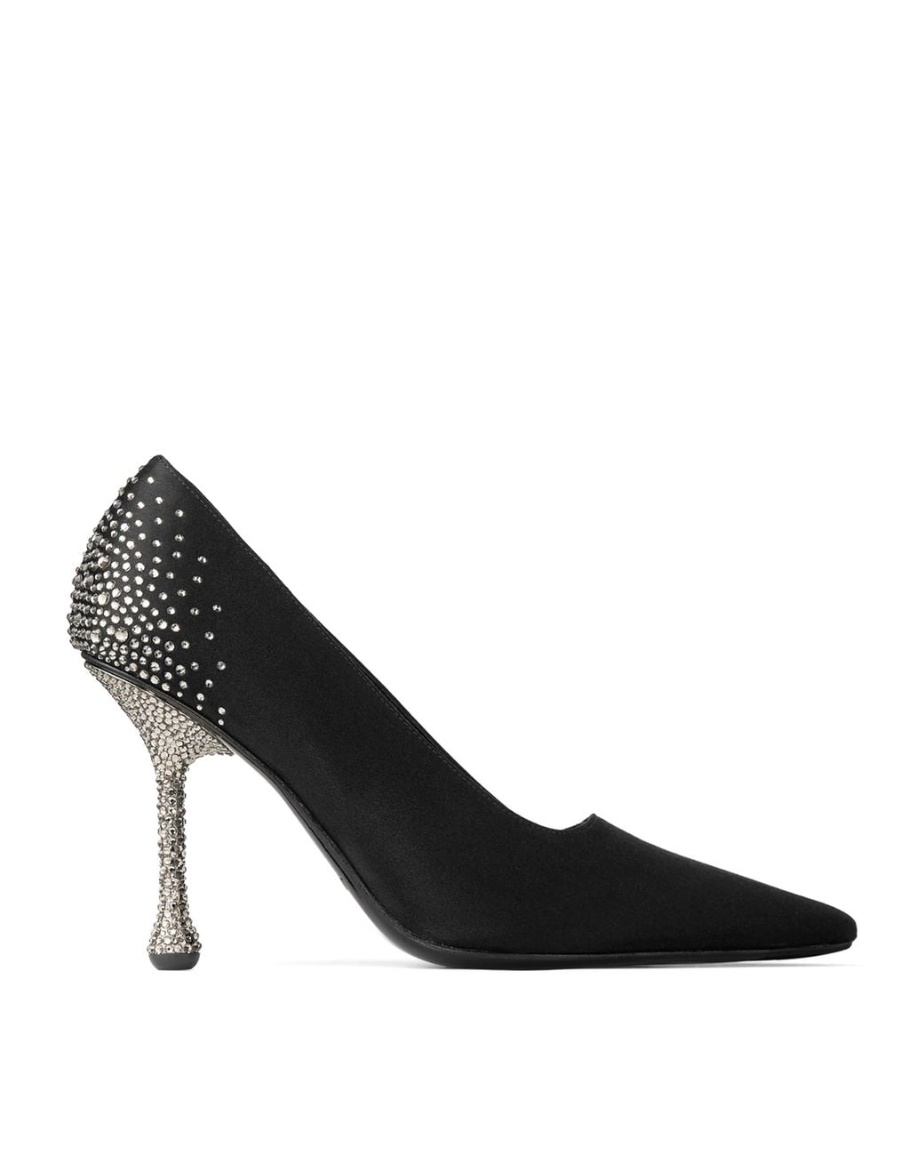 Jimmy Choo Black Ixia 95 Embellished Satin Pumps