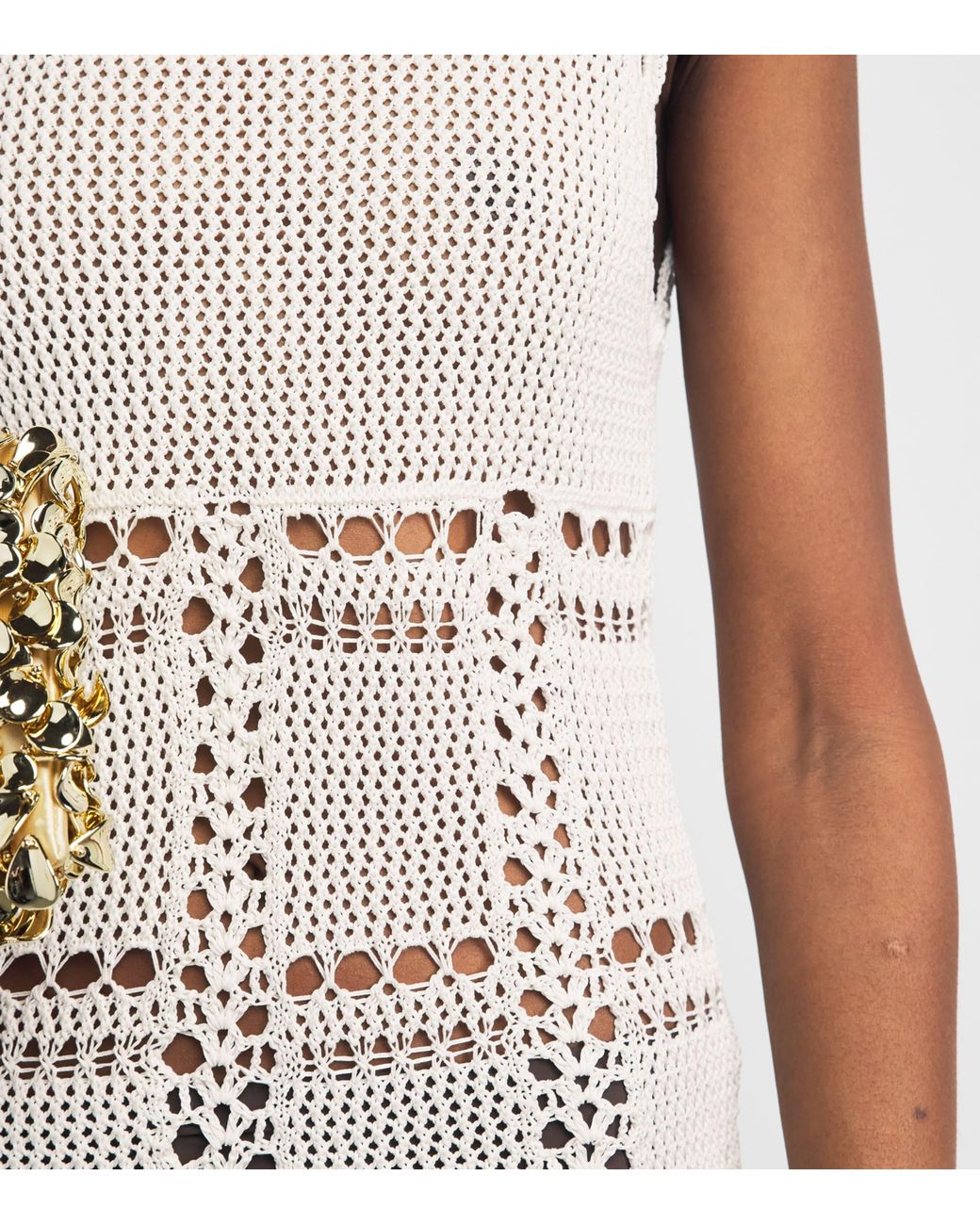 Erdem White Cotton Crochet Maxi Dress