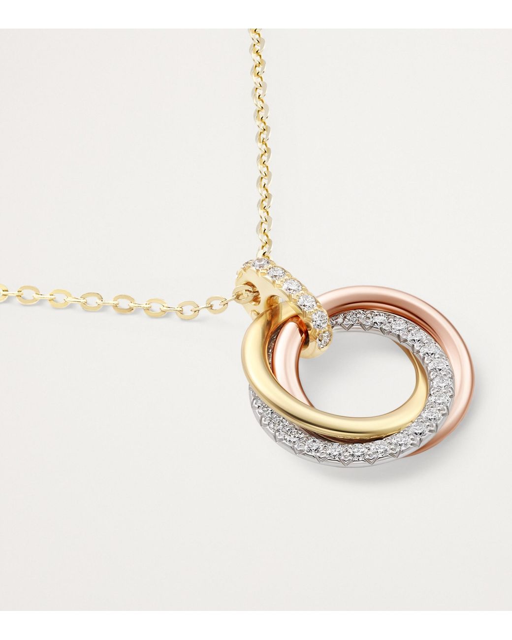 Cartier Metallic Mixed And Diamond Trinity Necklace