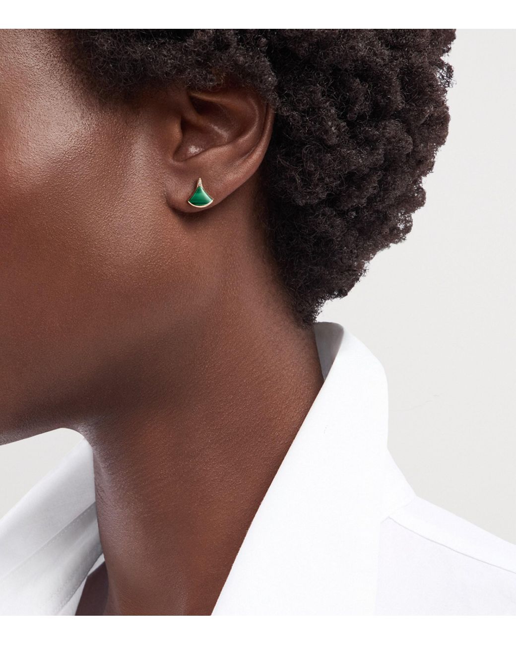 BVLGARI Green Diamond And Malachite Divas' Dream Stud Earring