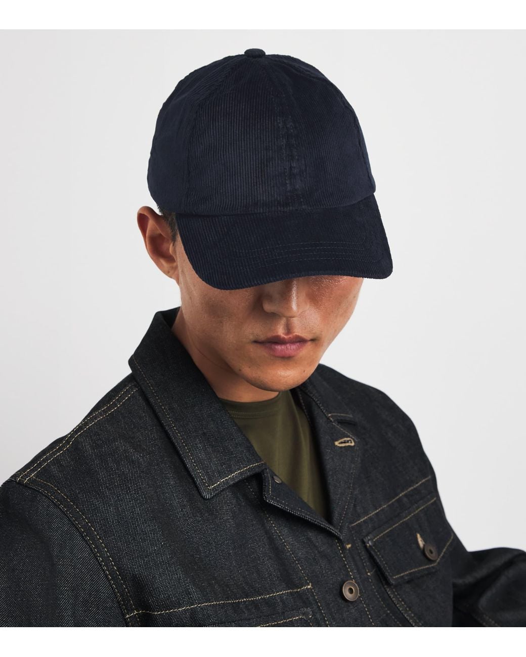 Sunspel Blue Corduroy Cap for men