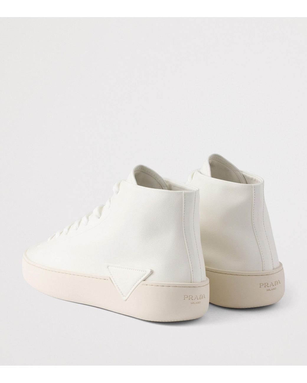 Prada White Leather Court High-Top Sneakers for men