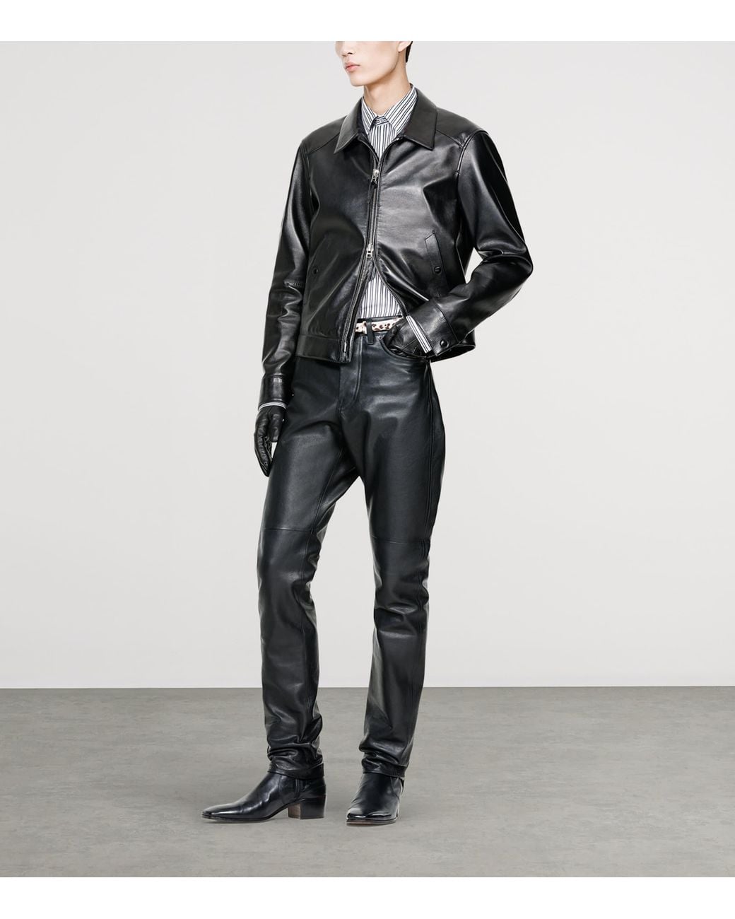 Tom Ford Black Short Leather Jacket for men