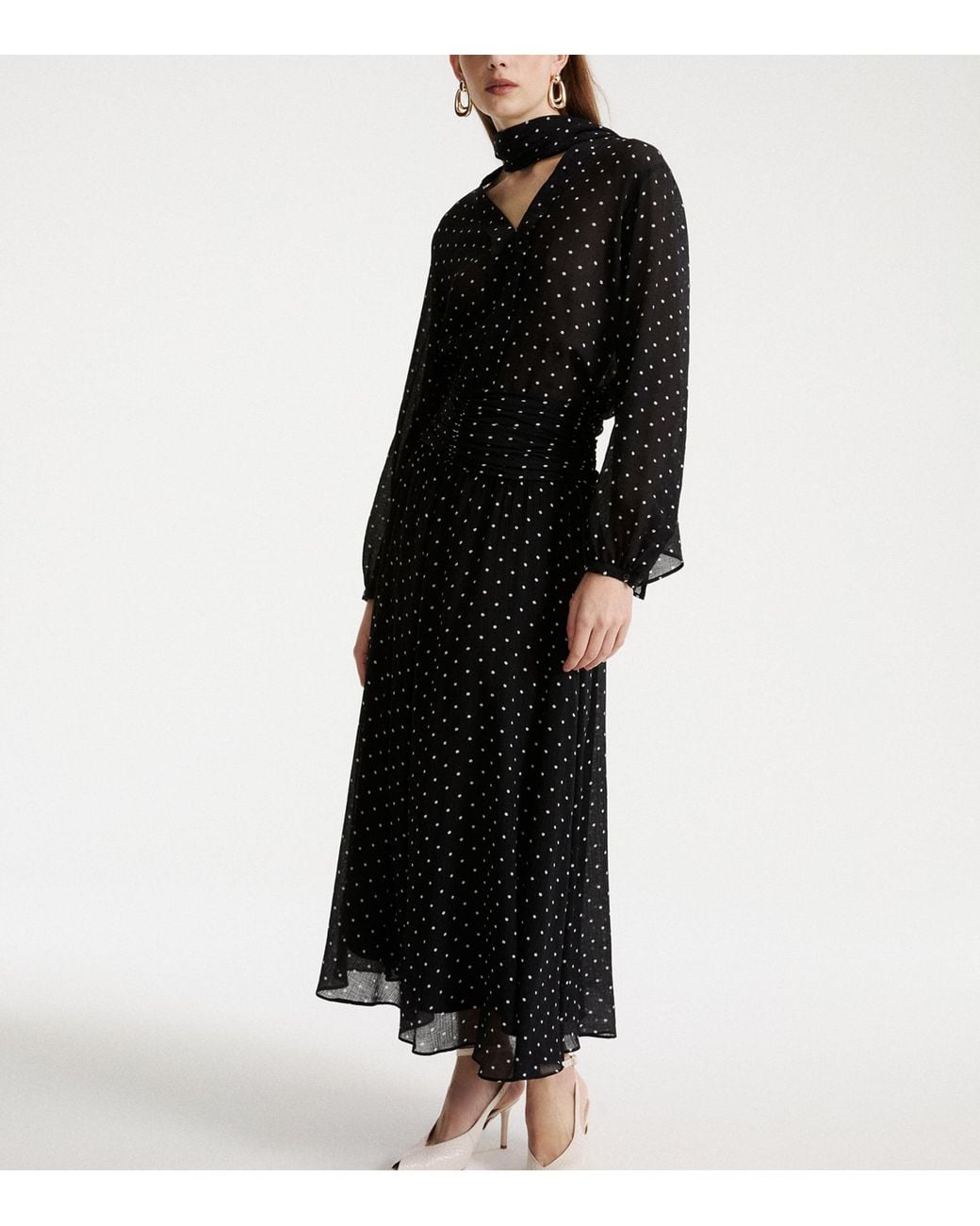 Marella Black Polka-Dot Maxi Skirt