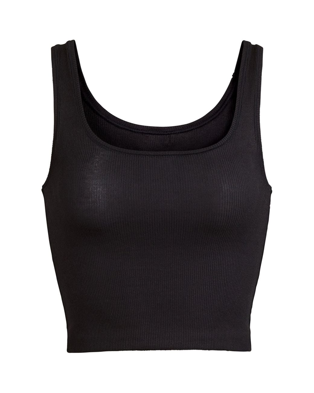 Skims Black Cotton Ribbed Cropped Tank Top