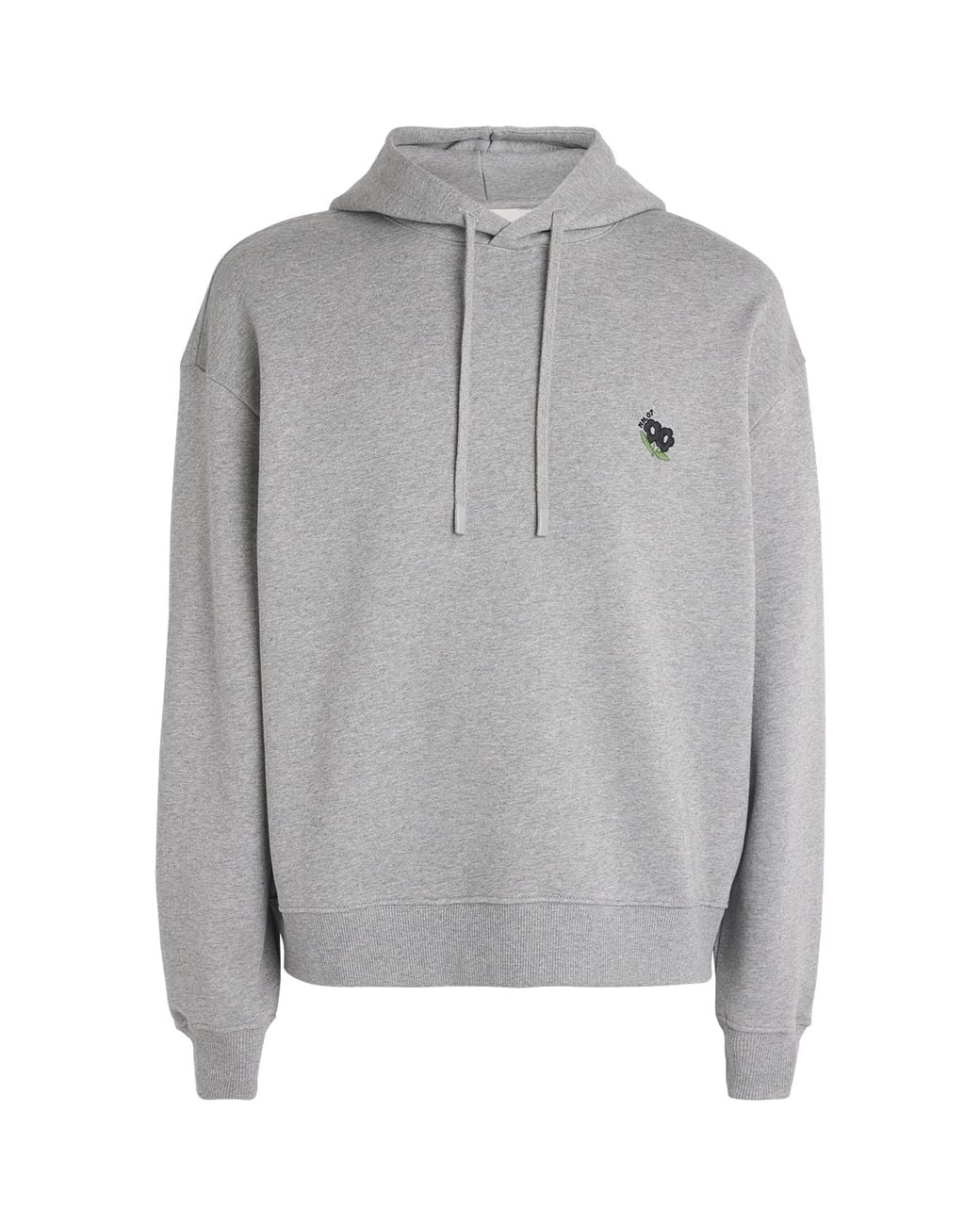 NN07 Gray Cotton Embroidered David Hoodie for men