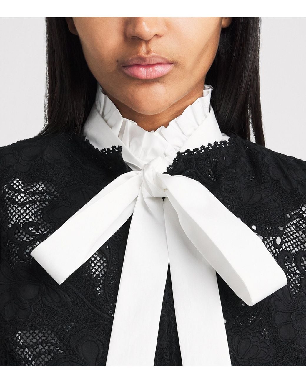 ME+EM Black Guipure Lace Cropped Jacket
