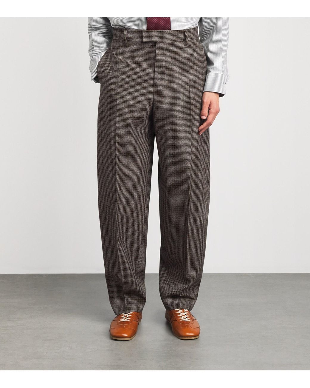 AMI Gray Wool Houndstooth Balloon Trousers for men